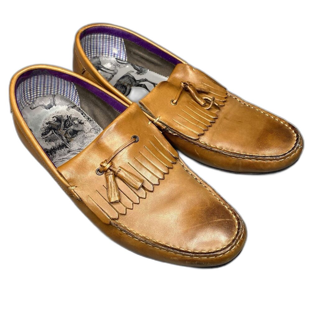 Ted Baker Leather Tassel Loafers Slip-On Shoes Mens US 11 Tan Brown